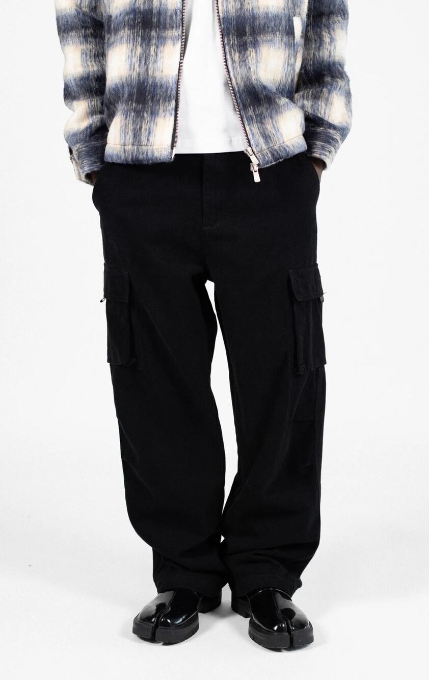 Hours Collection Mens Cargo Pants Size Large Black New 32x30 Y2K Wide Leg